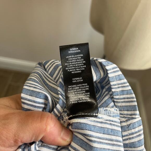 Jones New York Blue White Striped Cotton Shirt Dress Size 8 Pockets - Picture 7 of 8